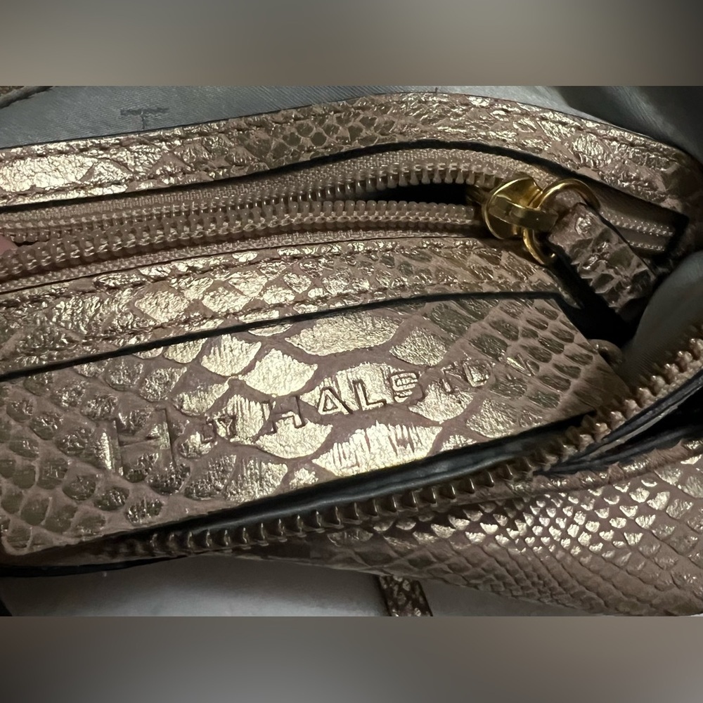 H by Halston metallic python-embossed leather crossbody handbag - Picture 4 of 11
